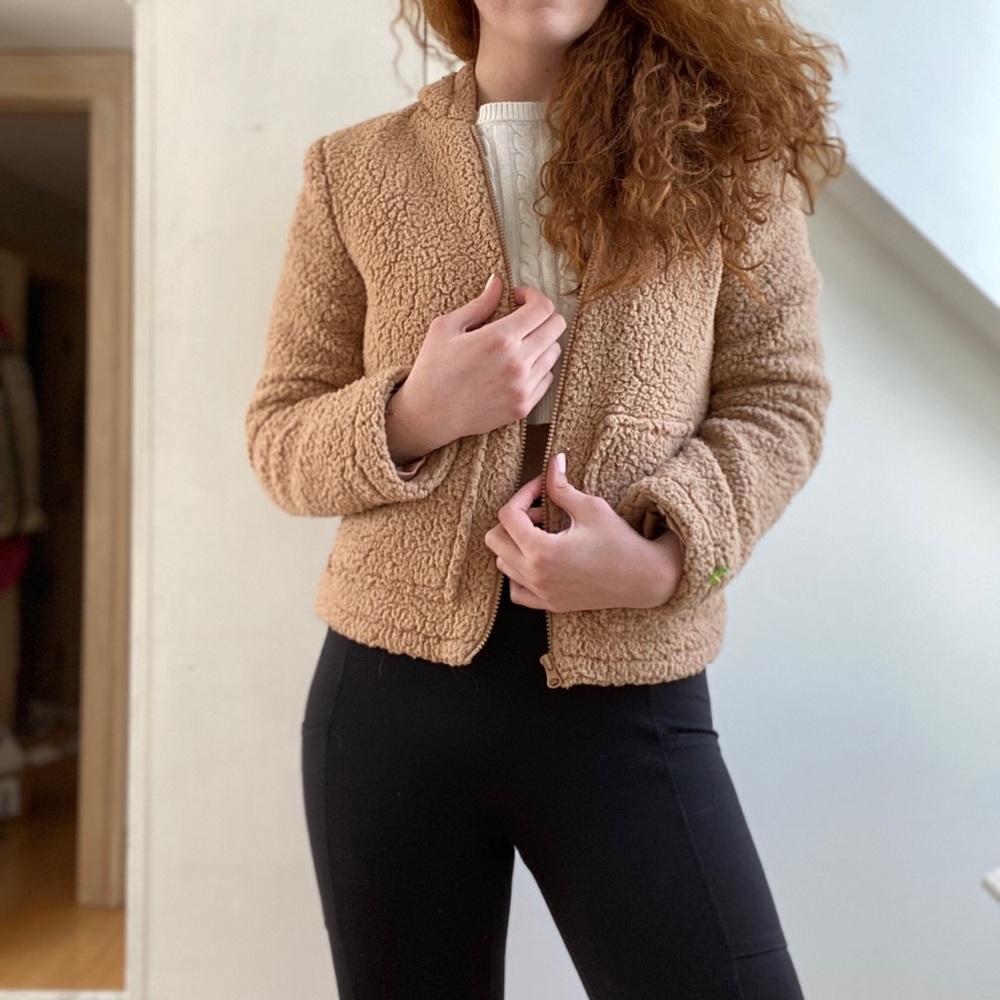 Plush light brown teddy coat